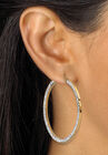 Tri Tone Gold Ion Plated Stainless Hoop & Cz Stud Earring Set (50Mm) (4 Cttw) Jewelry, , alternate image number null