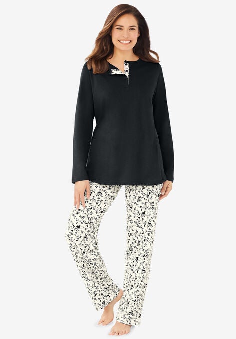 Henley PJ Set , BLACK IVORY, hi-res image number null