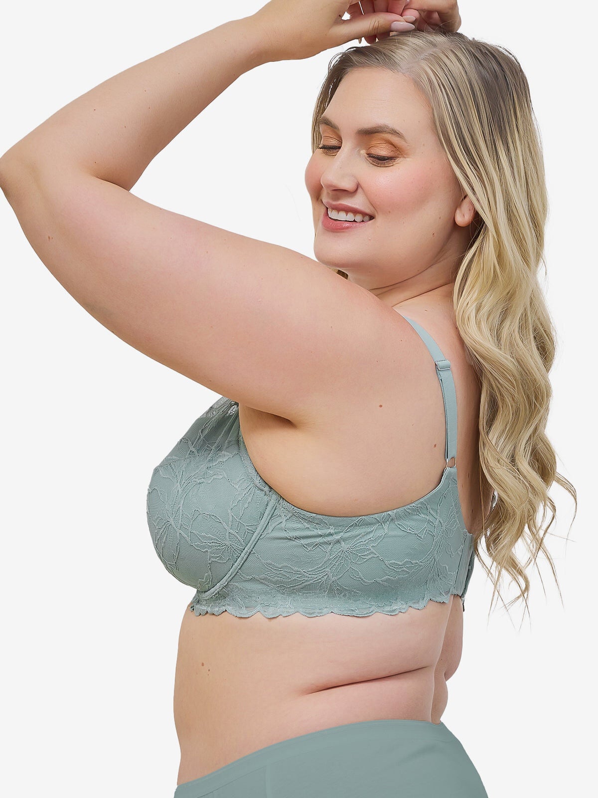 The Willow - Lace Plunge Underwire Bra, SAND, alternate image number 3