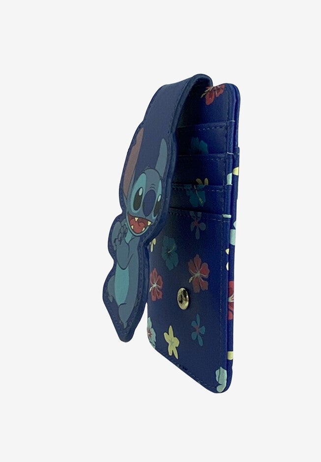 Disney Stitch Card Holder Wallet Hawaiian Flowers Button Snap Closure, , alternate image number null