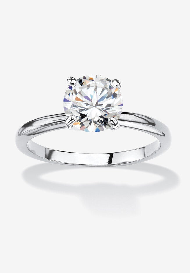Silvertone Cubic Zirconia Solitaire Engagement Ring (1.88 cttw.), SILVER, hi-res image number null