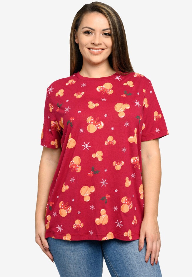 Disney Mickey Minnie Mouse T-Shirt All-Over Print Christmas, RED, hi-res image number null