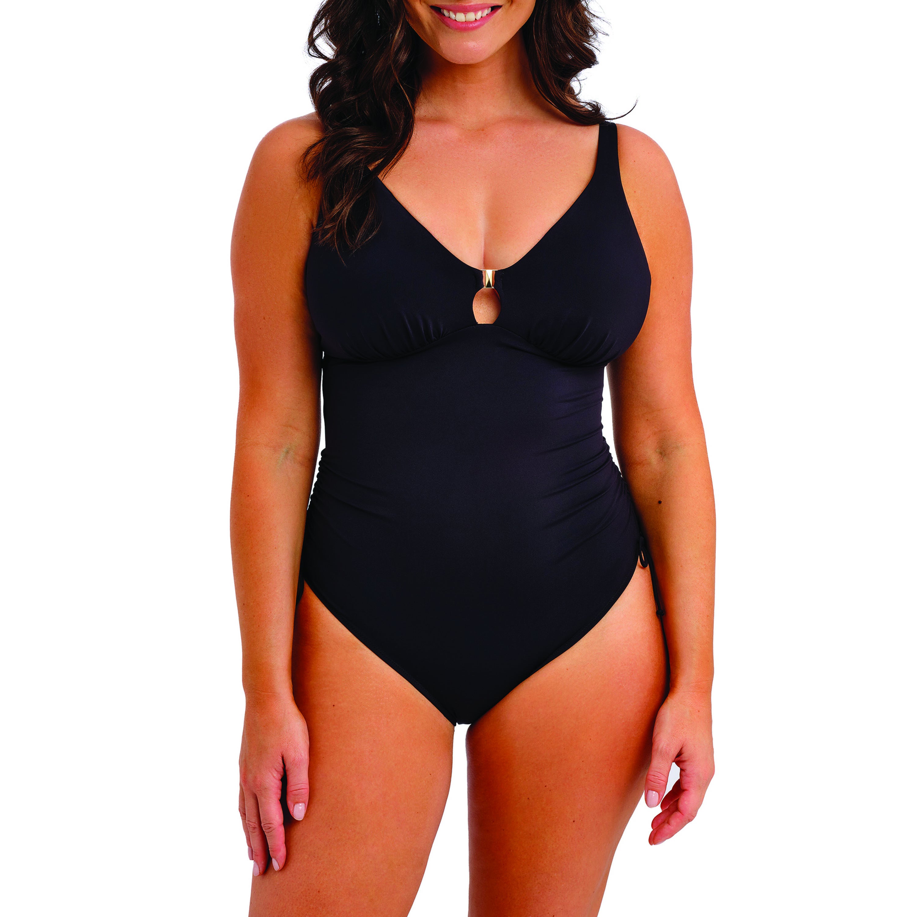 MERISSA NON WIRED PLUNGE SWIMSUIT, BLACK, hi-res image number 0