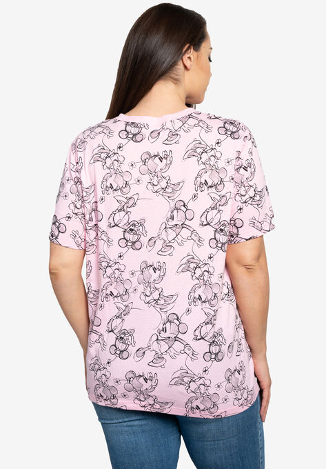 Disney Minnie Mouse T-Shirt All-Over Sketch Print Pink, , on-hover image number null