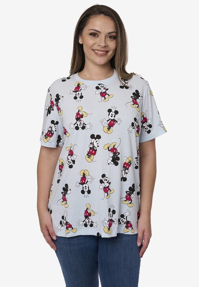 Disney Mickey Mouse Expressions All-Over Print T-Shirt, LIGHT BLUE, hi-res image number null