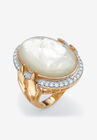 Gold-Plated Oval Mother of Pearl and CZ Ring, GOLD, hi-res image number null