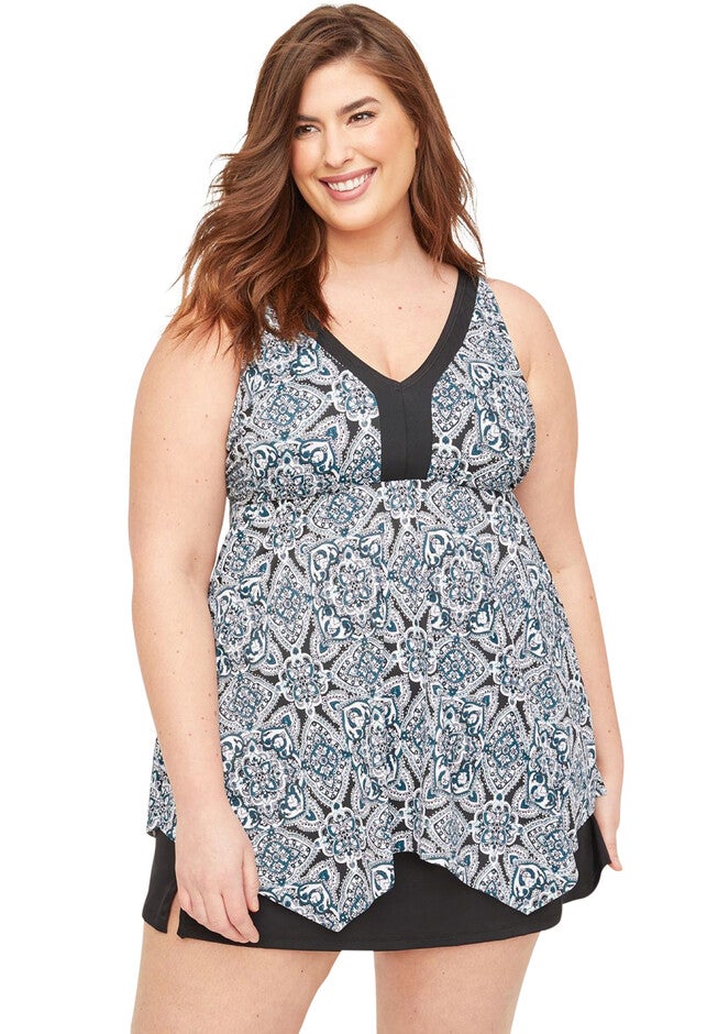 Paisley Pop Tankini Top, BLACK MEDALLION, hi-res image number 0