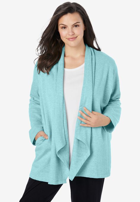 Drape Front Robe, PALE OCEAN, hi-res image number null