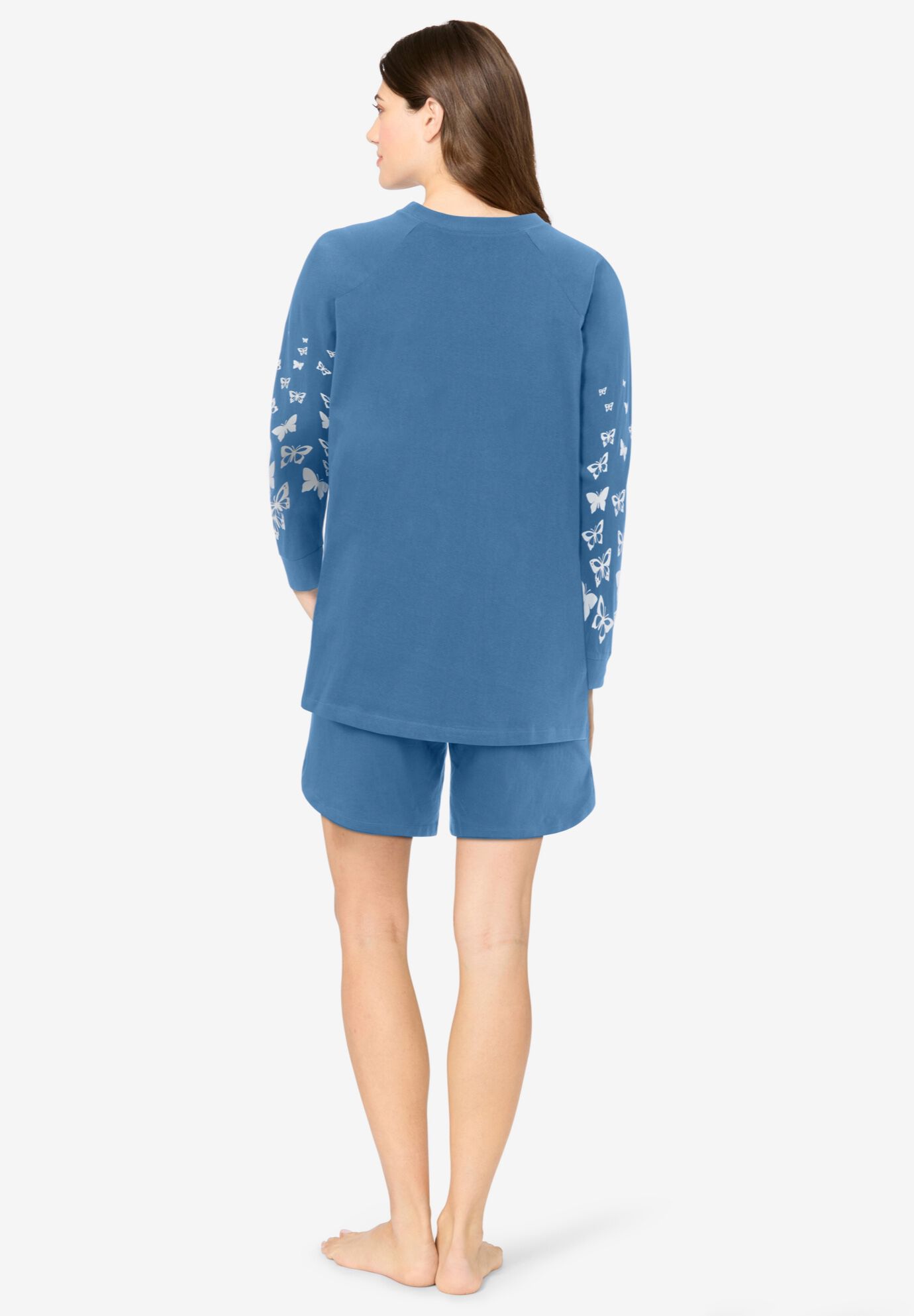Dreams & Co.&reg; Shorty Pajamas, DUSTY INDIGO BUTTERFLY, on-hover image number 1