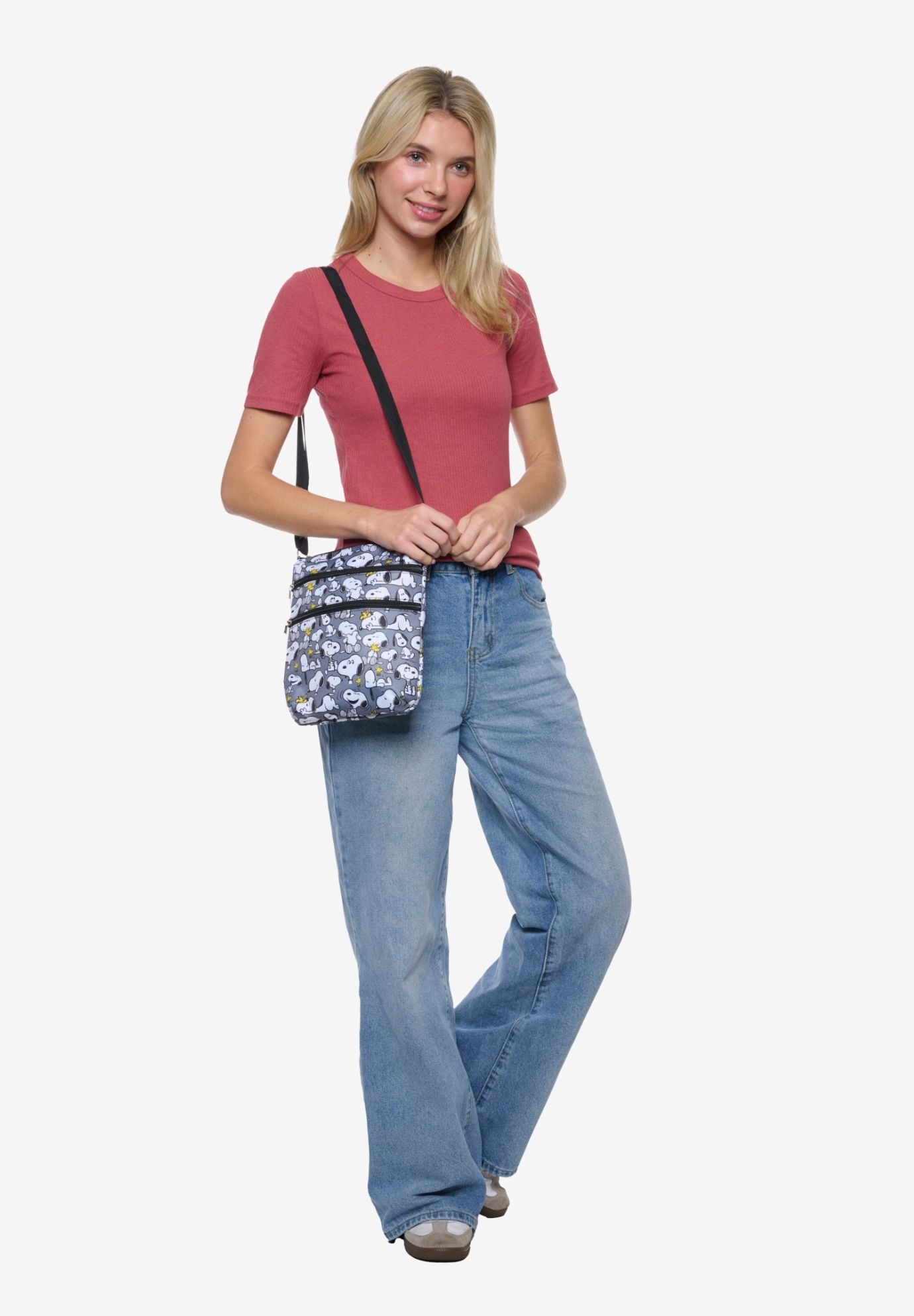 Women's Snoopy Passport Bag Travel Crossbody Purse Woodstock Passport Bag Gray, GRAY, alternate image number 6