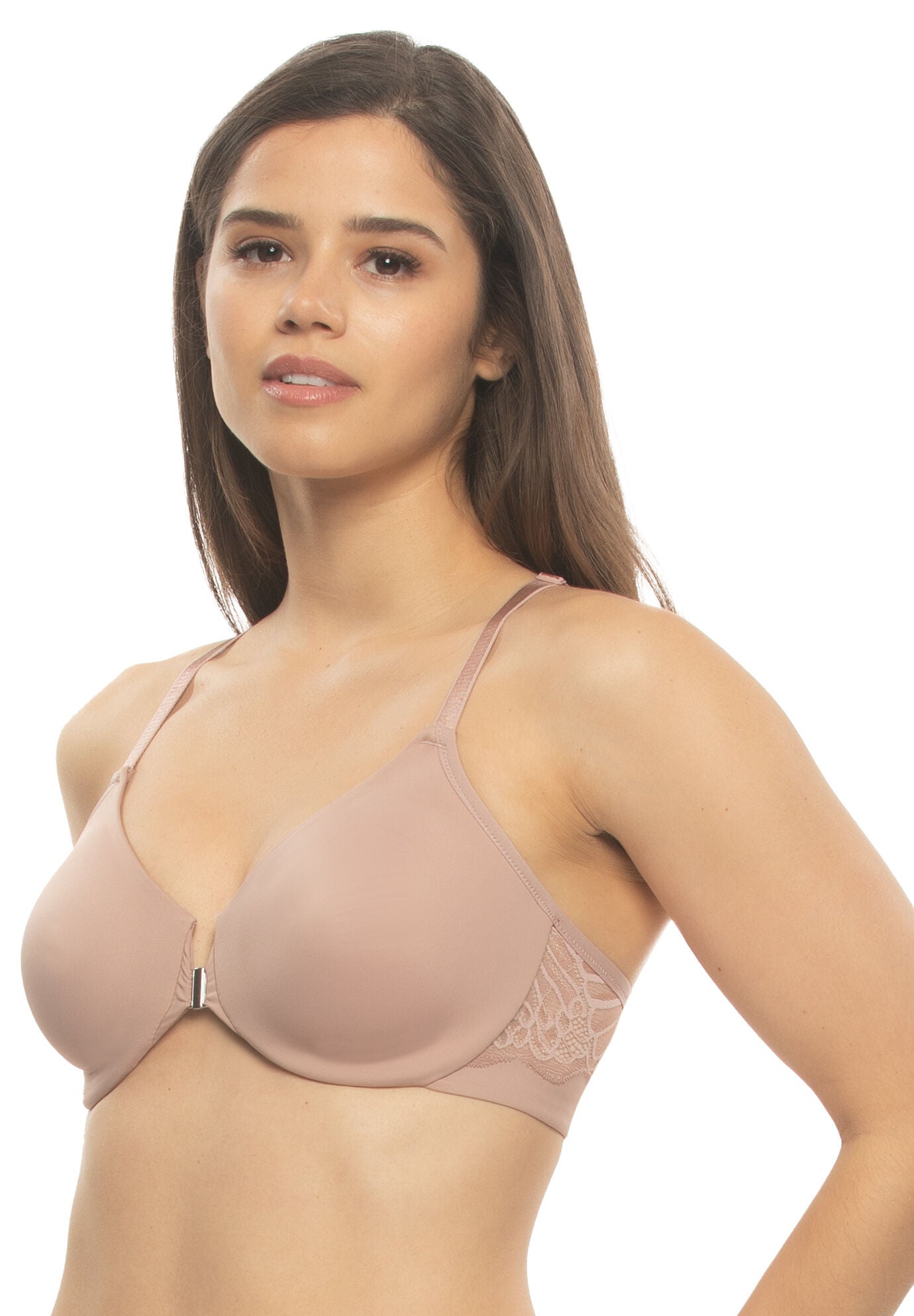 Tempting Unlined Front Close Minimizer Bra, ROSE TAN RTN, alternate image number 2