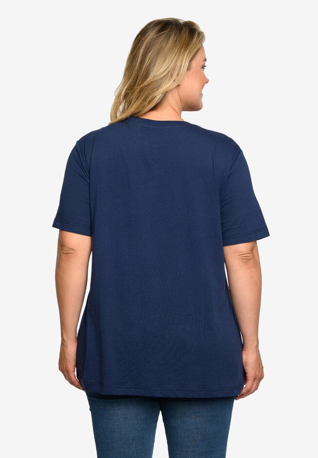 Winnie The Pooh & Eeyore T-Shirt Smile Flowers Navy, , alternate image number null