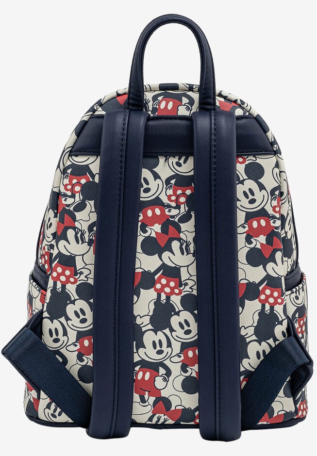 Loungefly x Disney Mickey & Minnie Mini Backpack Handbag All-Over Print Navy, , on-hover image number 1