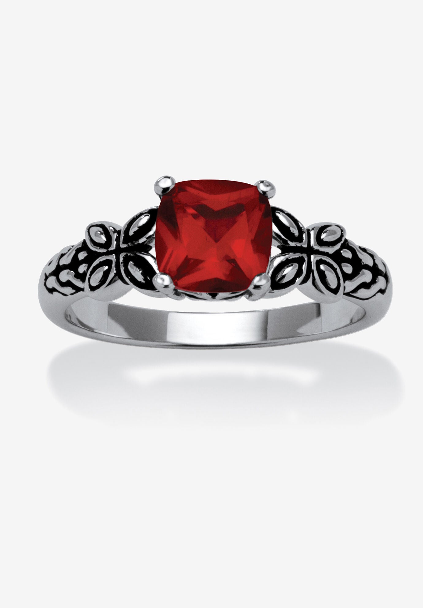 Cushion-Cut Birthstone Ring In Sterling Silver, JANUARY, hi-res image number 0