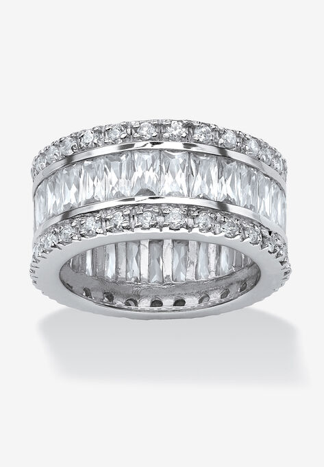 Platinum-Plated Eternity Bridal Ring Cubic Zirconia (9 1/3 cttw TDW), PLATINUM, hi-res image number null