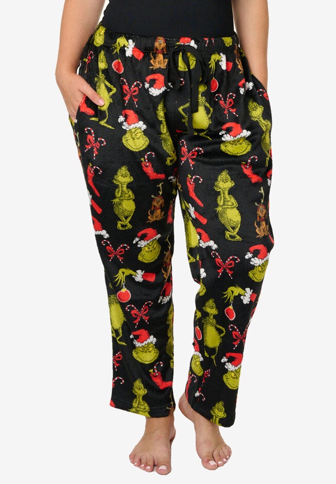 Grinch Christmas Plush Pajama Pants, , alternate image number 2