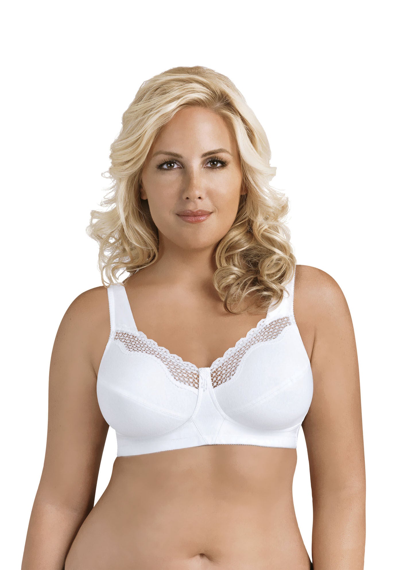 Fully® Cotton Soft Cup Lace Bra, WHITE, hi-res image number 0