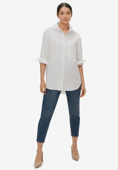Oversized Shirt With Chest Pocket, WHITE, hi-res image number null