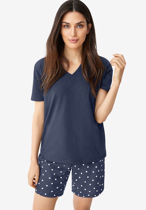 2-Piece Short Sleep Set, NAVY WHITE DOT, hi-res image number null