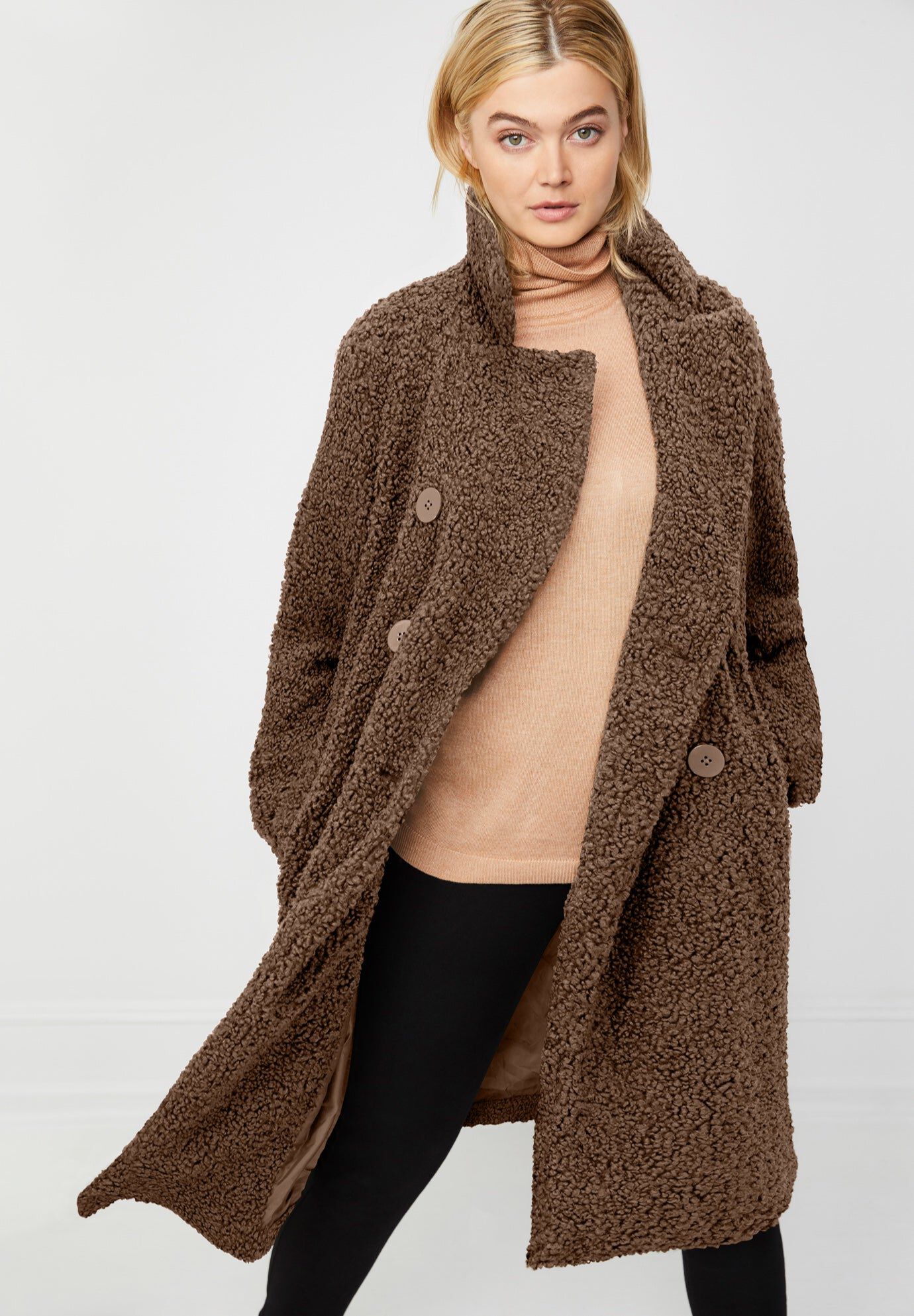 Stretch Crepe Zip Front A Line Back Pleat Coat | Avenue
