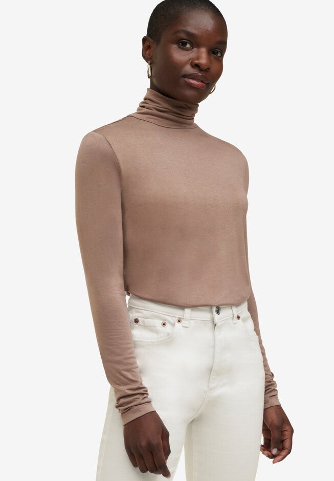 Long Sleeve Knit Turtleneck, DARK TAUPE, hi-res image number null