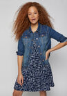 Short Sleeve A-Line Knit Dress, , alternate image number null