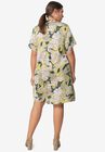 Linen Blend V-Neck Shift Dress, , on-hover image number null