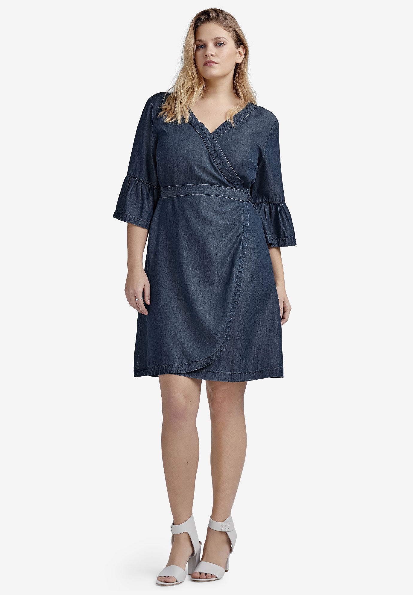 denim wrap dress plus size