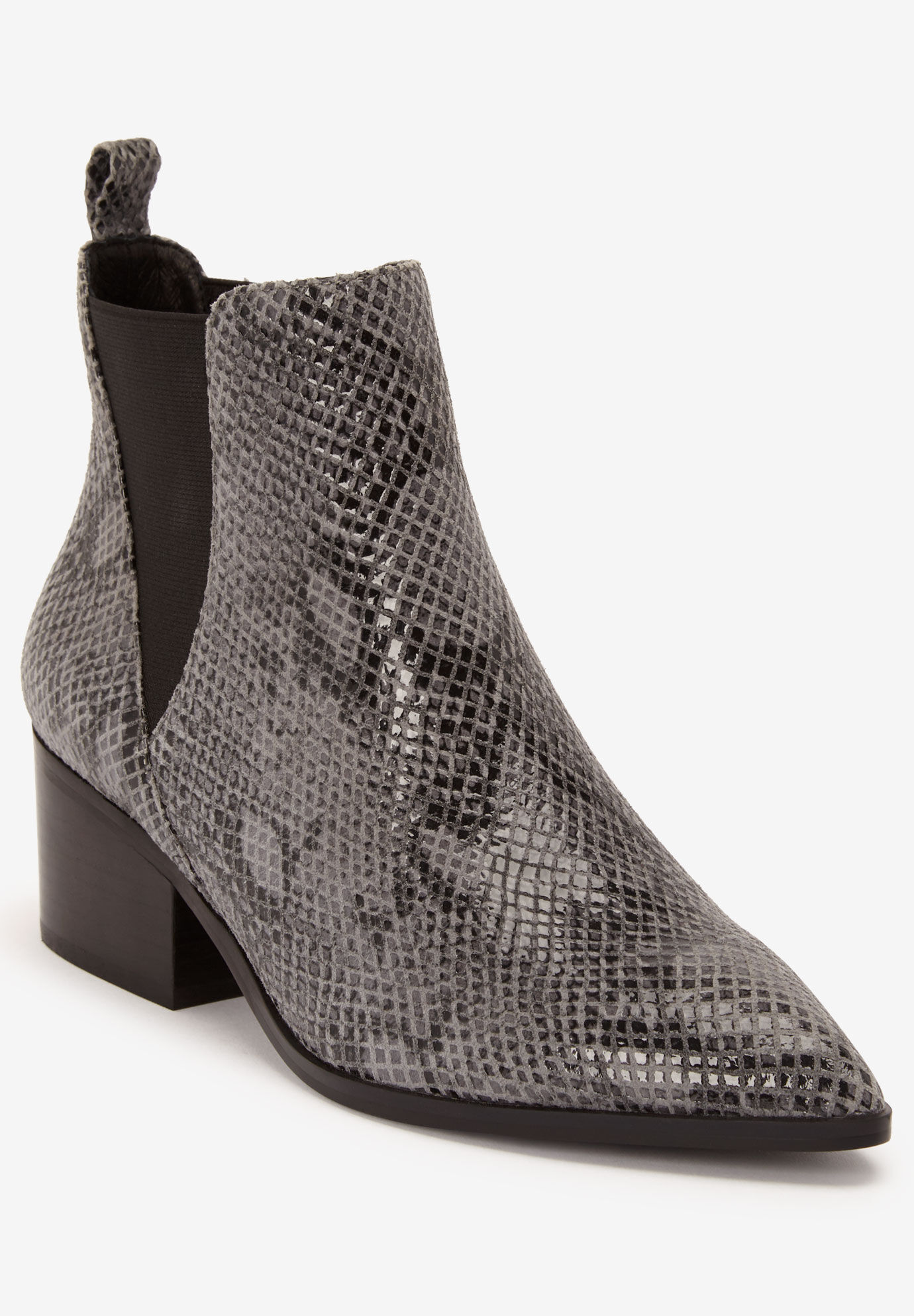 Pointed Toe Leather Bootie | Ellos