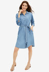 Denim Button-Front Shirtdress, MEDIUM STONEWASH, hi-res image number null
