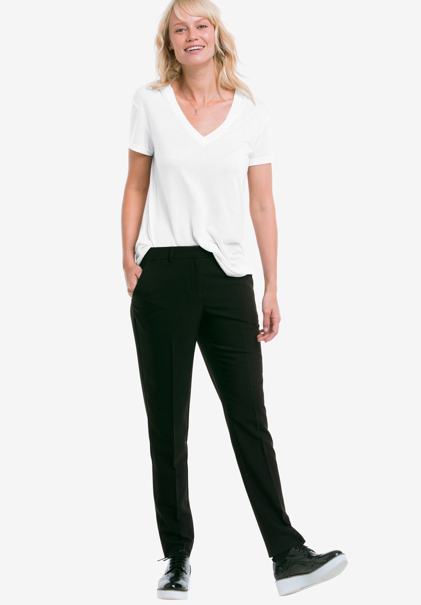 Drapey V-Neck Tee, , alternate image number 3