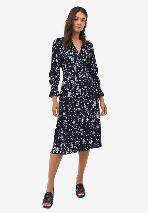 Ruffle Trim Empire Waist Dress By Ellos Plus Size Casual Dresses Ellos