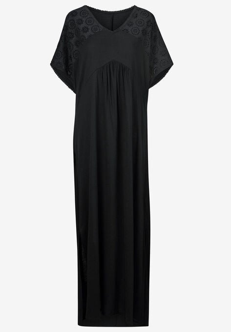 Eyelet Trim Knit Maxi Dress, , alternate image number null