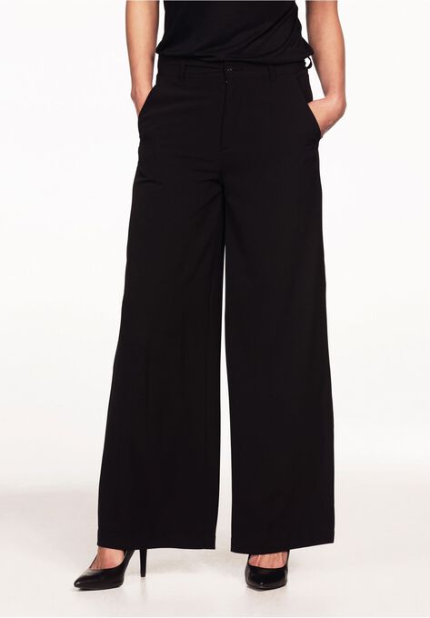 Woven Wide Leg Pants, BLACK, hi-res image number null
