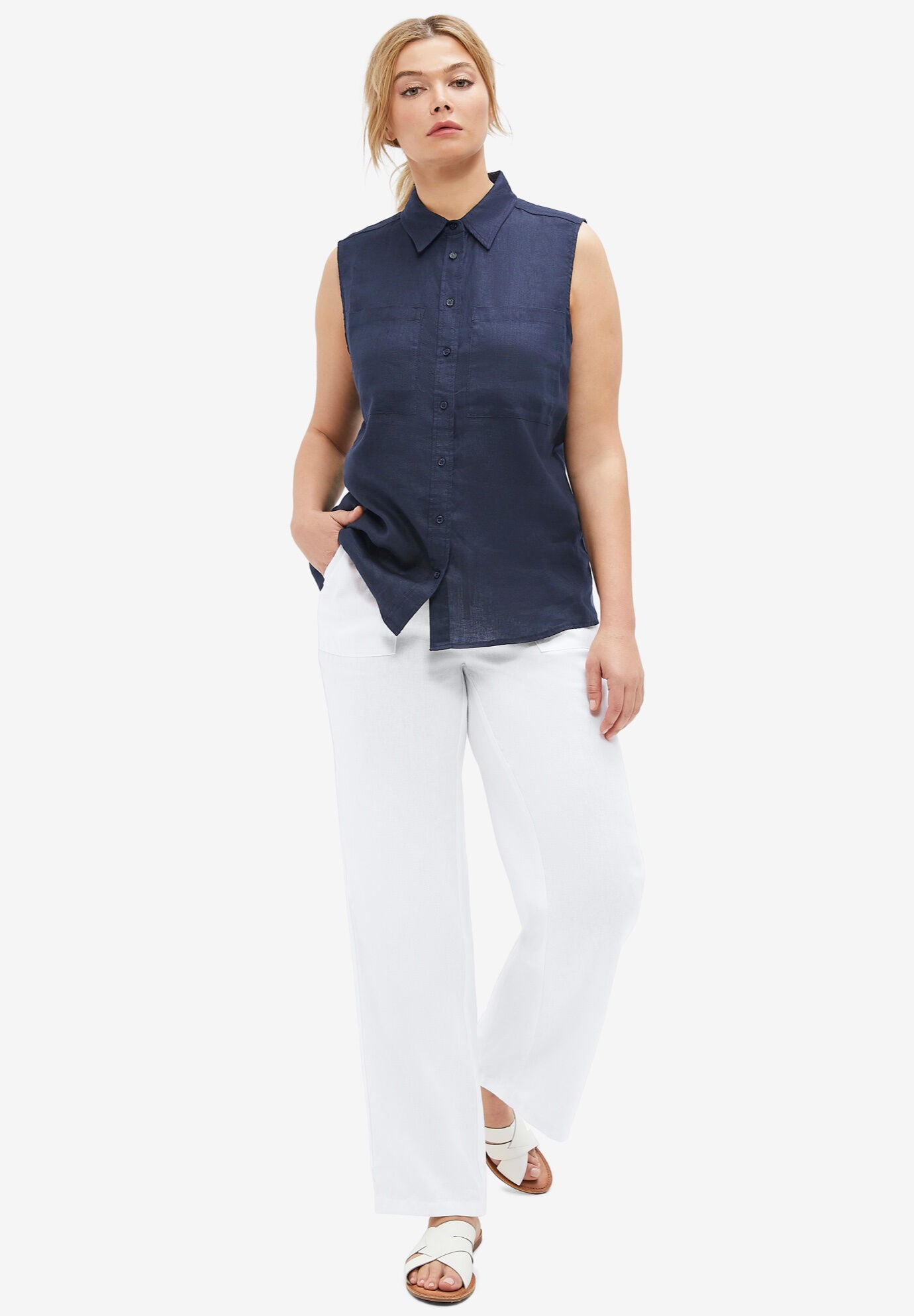 Linen Blend Drawstring Pants Ellos