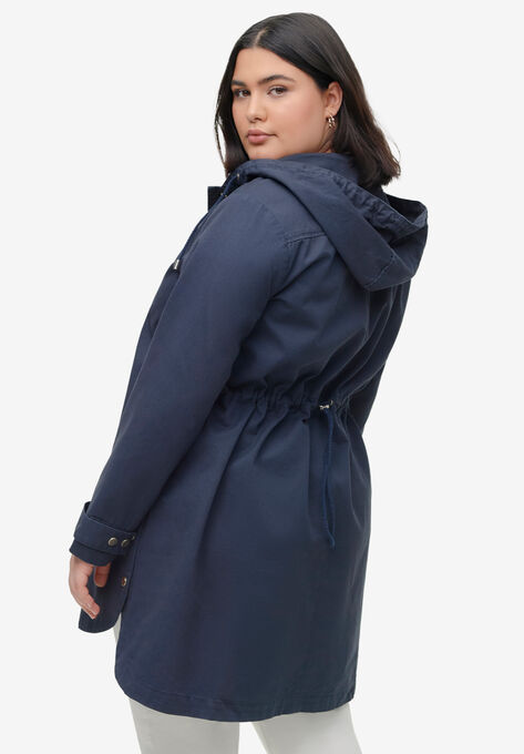 Hooded Twill A-Line Jacket, , on-hover image number null