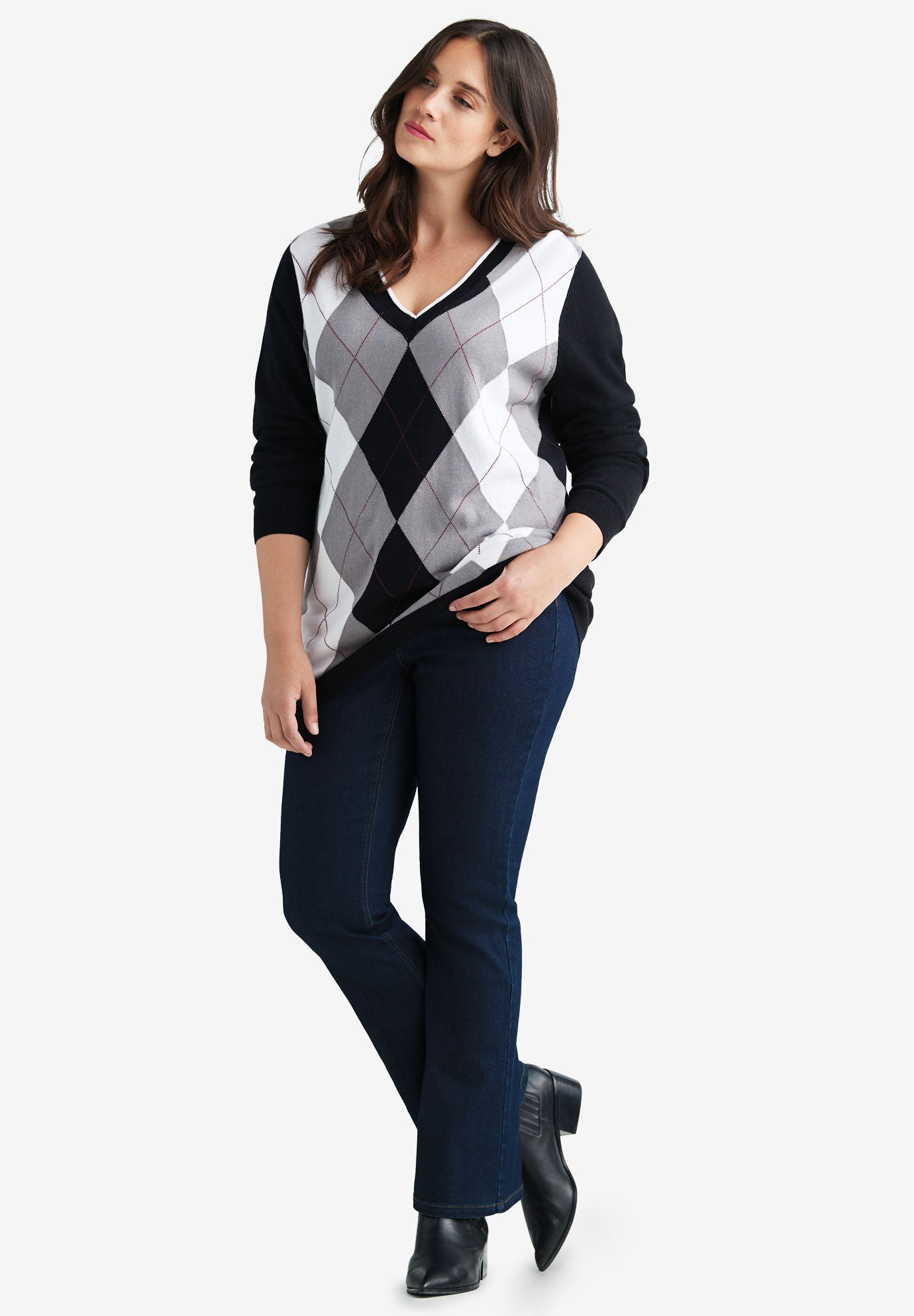 argyle sweater v neck