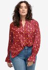 Floral Notch-Neck Blouse, RUBY RED FLORAL, hi-res image number null