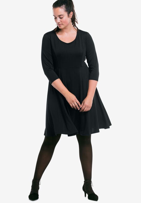 Fit And Flare Knit Dress By Ellos Plus Size Dresses Ellos