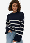 Striped Wide Sleeve Pullover, NAVY WHITE STRIPE, hi-res image number null