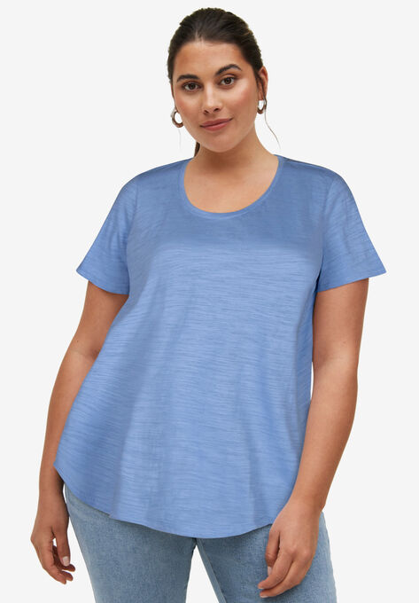 Scoop Neck Short Sleeve Tee, FRENCH BLUE, hi-res image number null