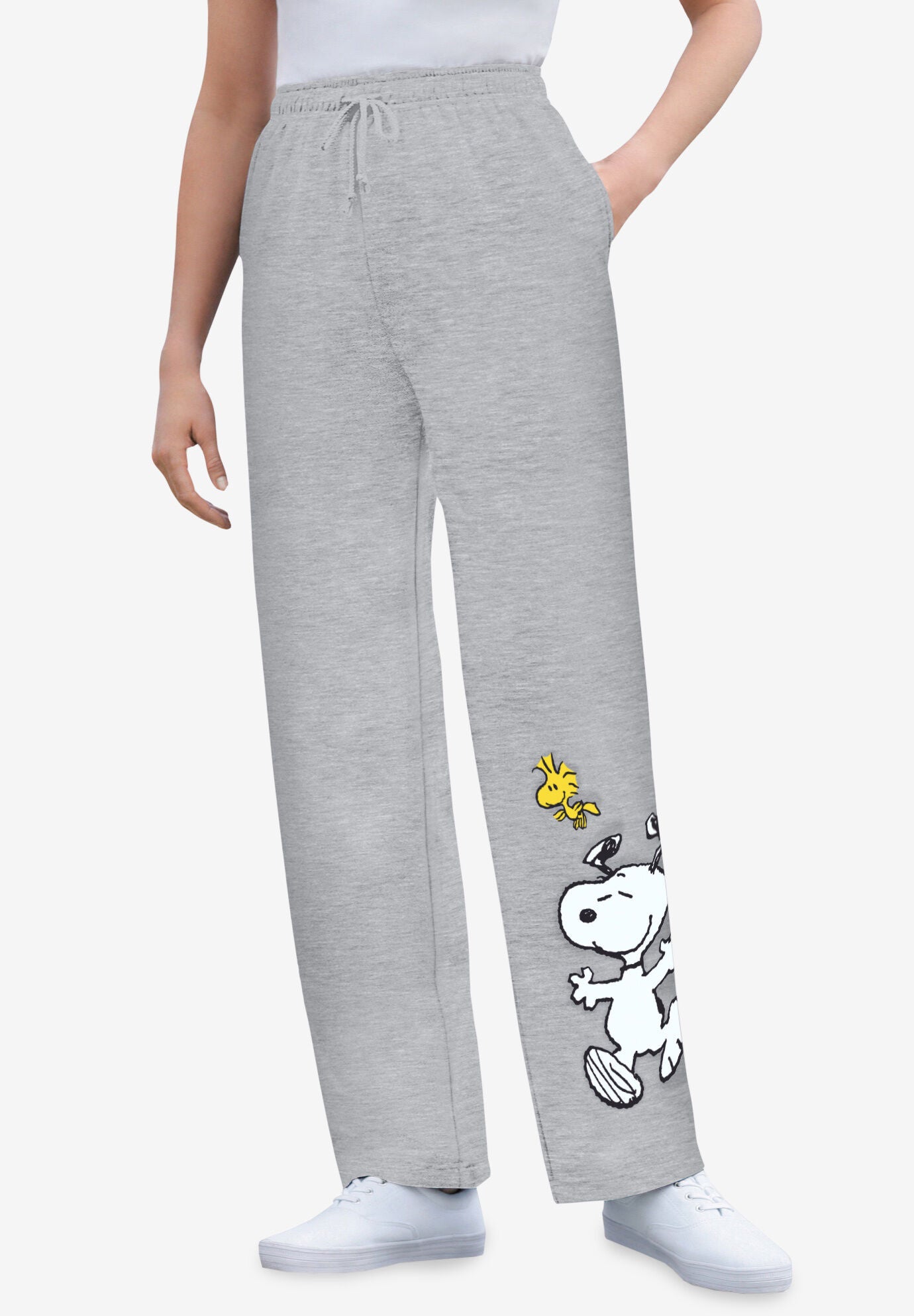 Peanuts Heather Grey Snoopy Woodstock Fleece Sweatpants, HEATHER GREY SNOOPY WOODSTOCK, hi-res image number 0
