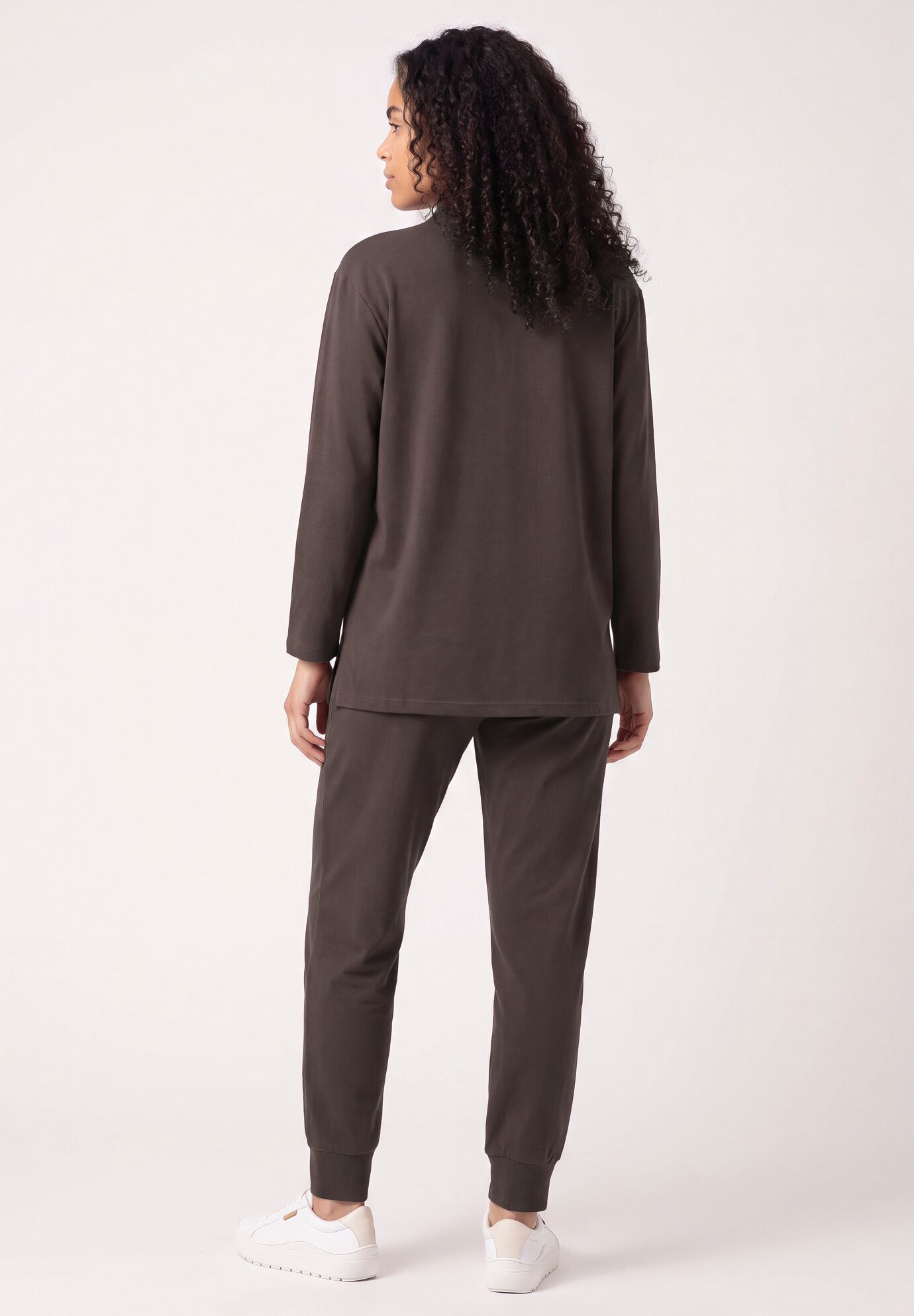 &frac14; Zip Collar French Terry Sweatshirt, CHOCOLATE, on-hover image number 1