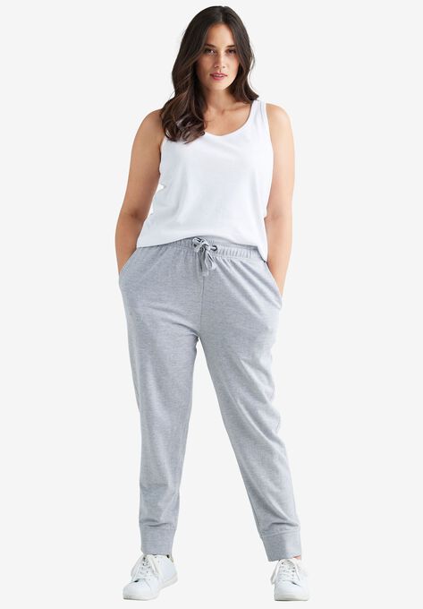 French Terry Drawstring Sweatpants, HEATHER GREY, hi-res image number null