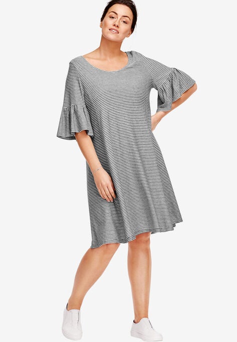 Flounced Knit Dress By Ellos Plus Size Casual Dresses Ellos