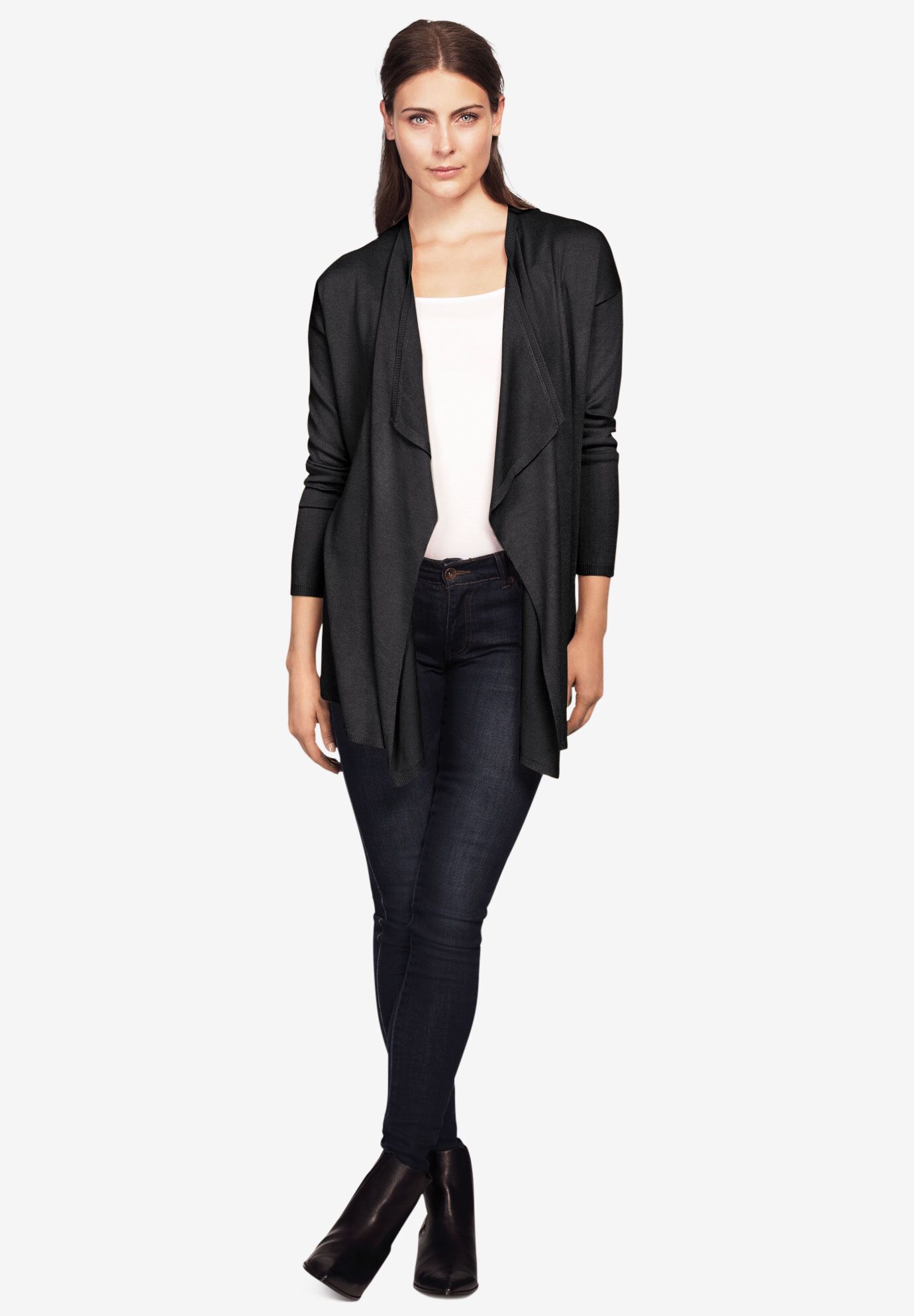 Draped open cardigan shop