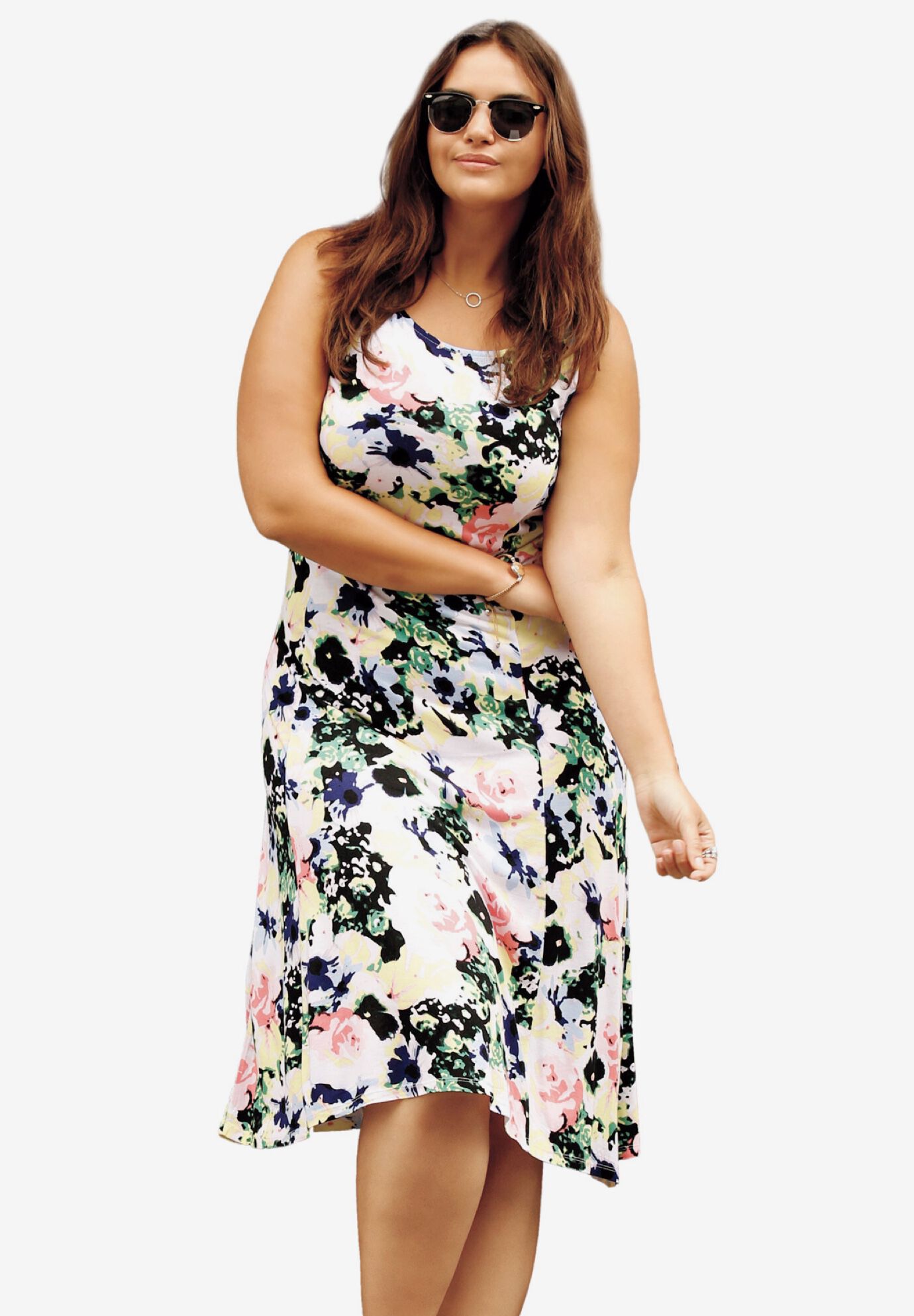 Woman within summer dresses store