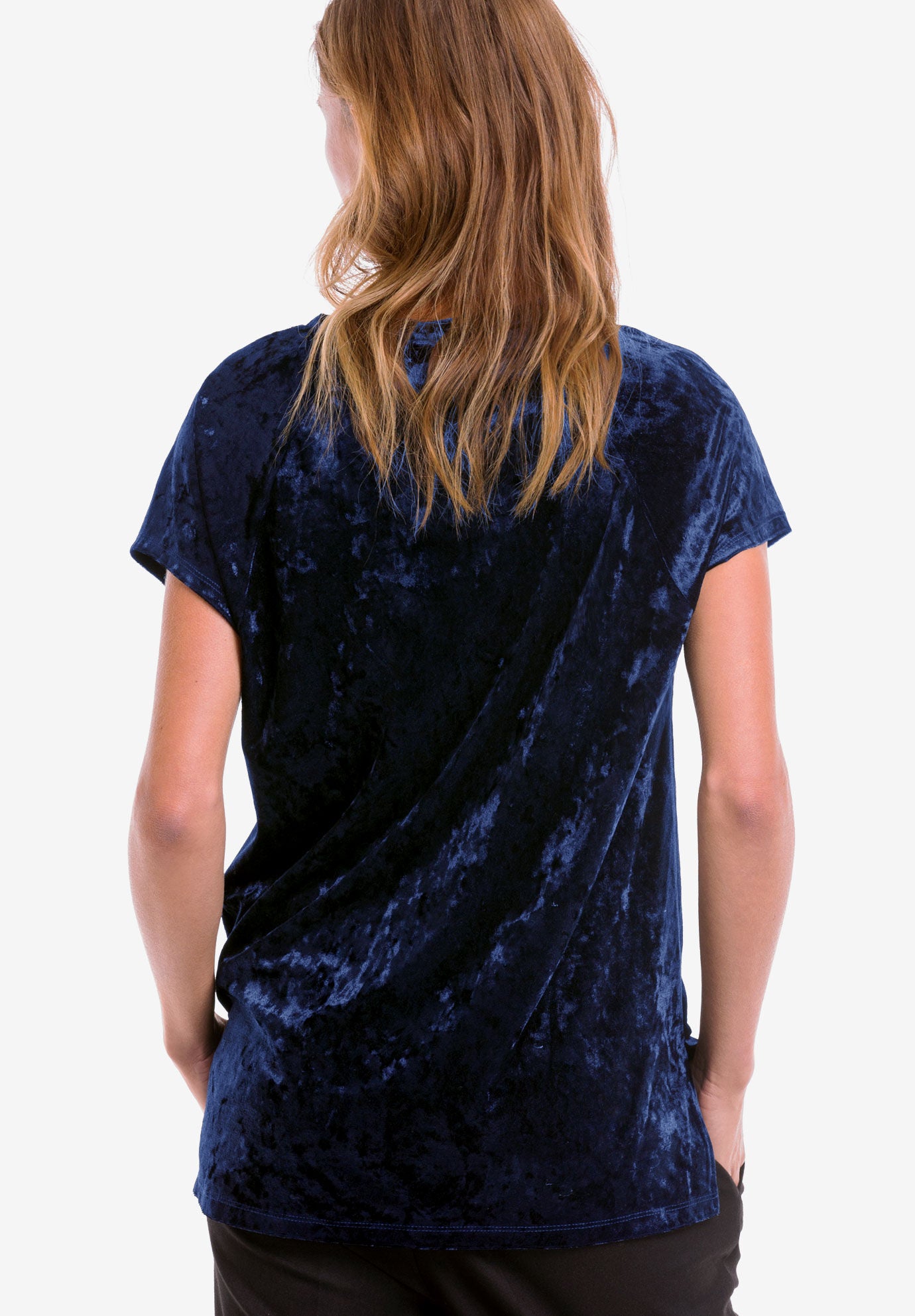 Crushed Velour Tee, EVENING BLUE, on-hover image number 1