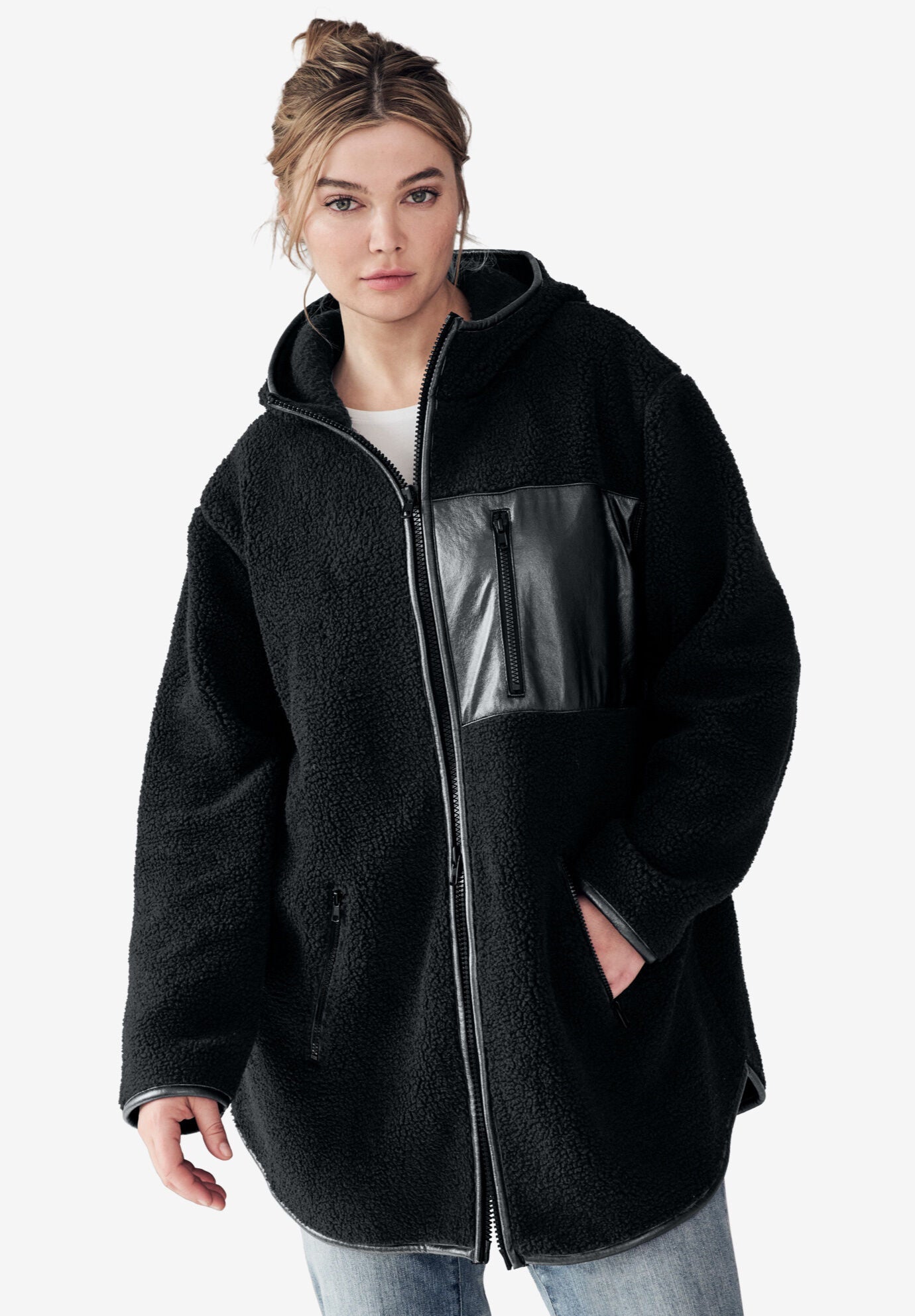 Sherpa zip front jacket sales
