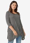 Printed Point-Hem Tunic, BLACK WHITE HOUNDSTOOTH, hi-res image number null